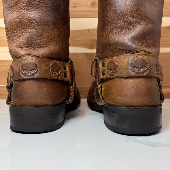 Harley-Davidson Leather Boots Rory 11-Inch Brown Skull D93146 Men's Size 10.5 - Picture 10 of 16